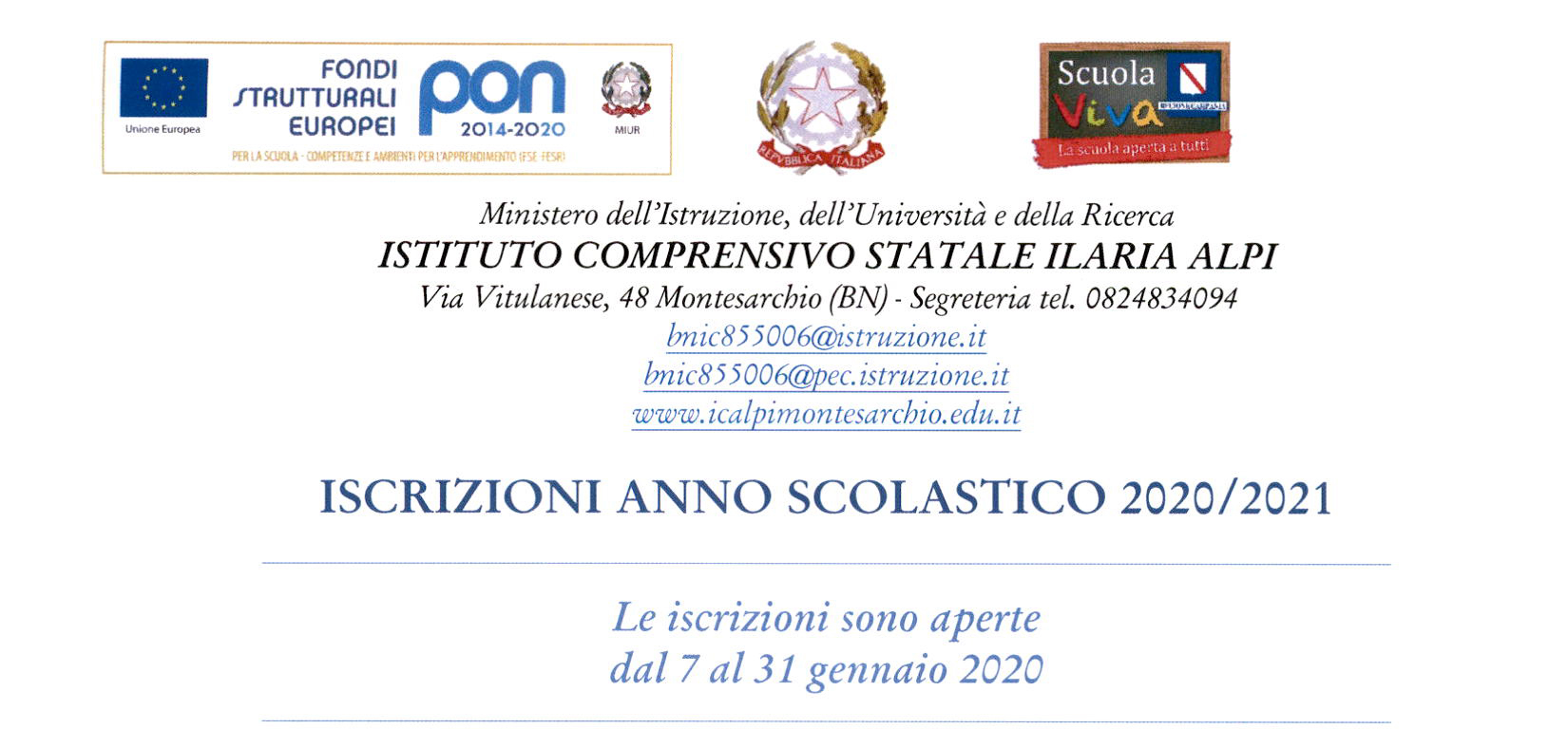 ISCRIZIONI 2020/2021